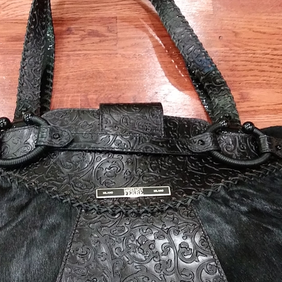 Gianfranco Ferre black calfhair etched runway bag - Picture 3 of 8